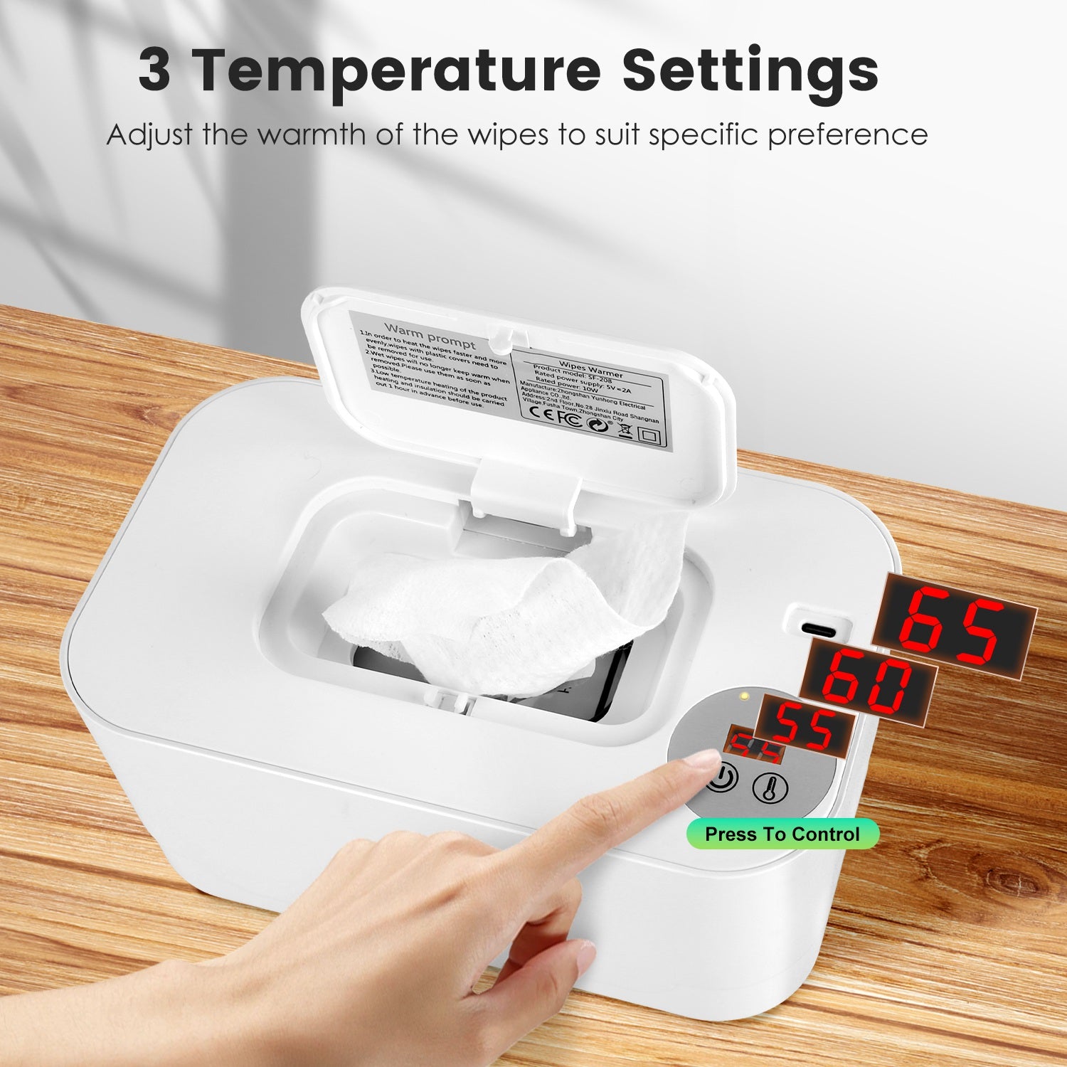 Baby Wipe Warmer Type C Portable Wet Wipes Dispenser