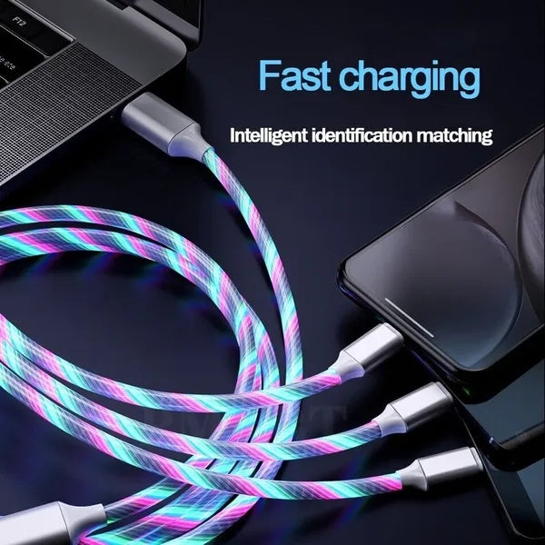 3 in 1 Fast Charging Cable LED Multi USB Type C Micro USB Cord