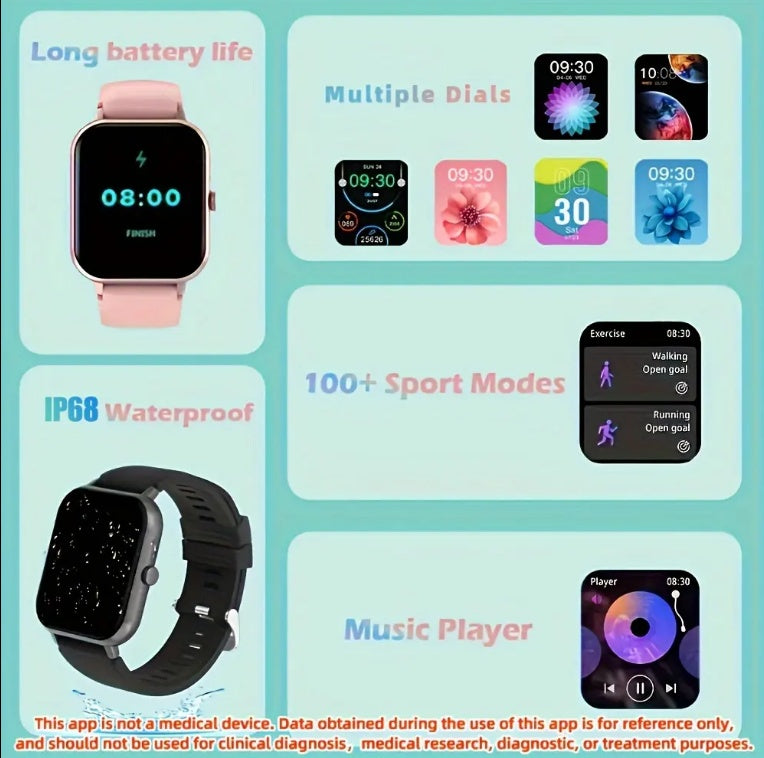 ZL54CJ Square Smartwatch Bluetooth Call Heart Rate Fitness Tracker