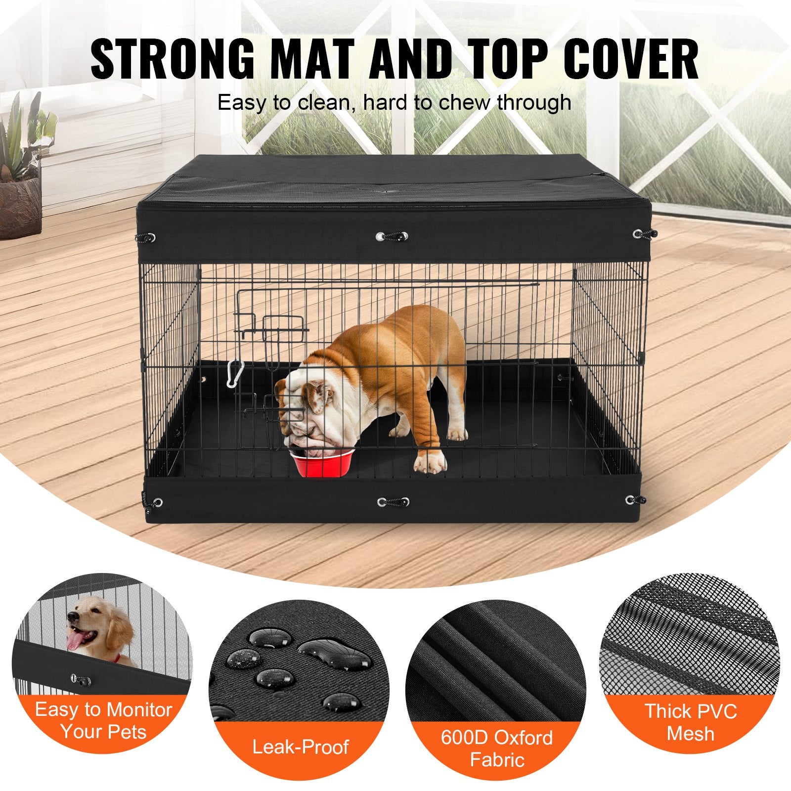 Foldable Metal Dog Playpen with Bottom Pad and Secure Panels