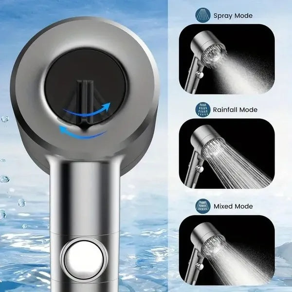 High Pressure Filtered Shower Head with 3 Modes & Turbo Spray