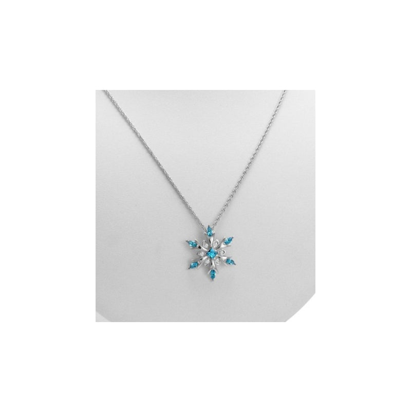 Elegant Snowflake Pendant Necklace Sterling Silver Crystal