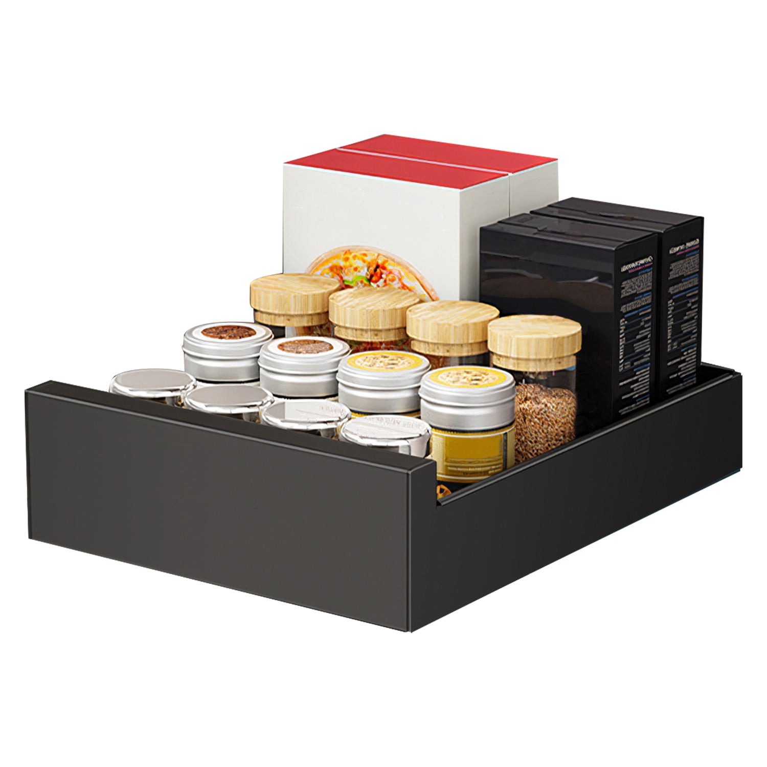 Pull Out Cabinet Organizer Carbon Steel Slide Drawer Rack