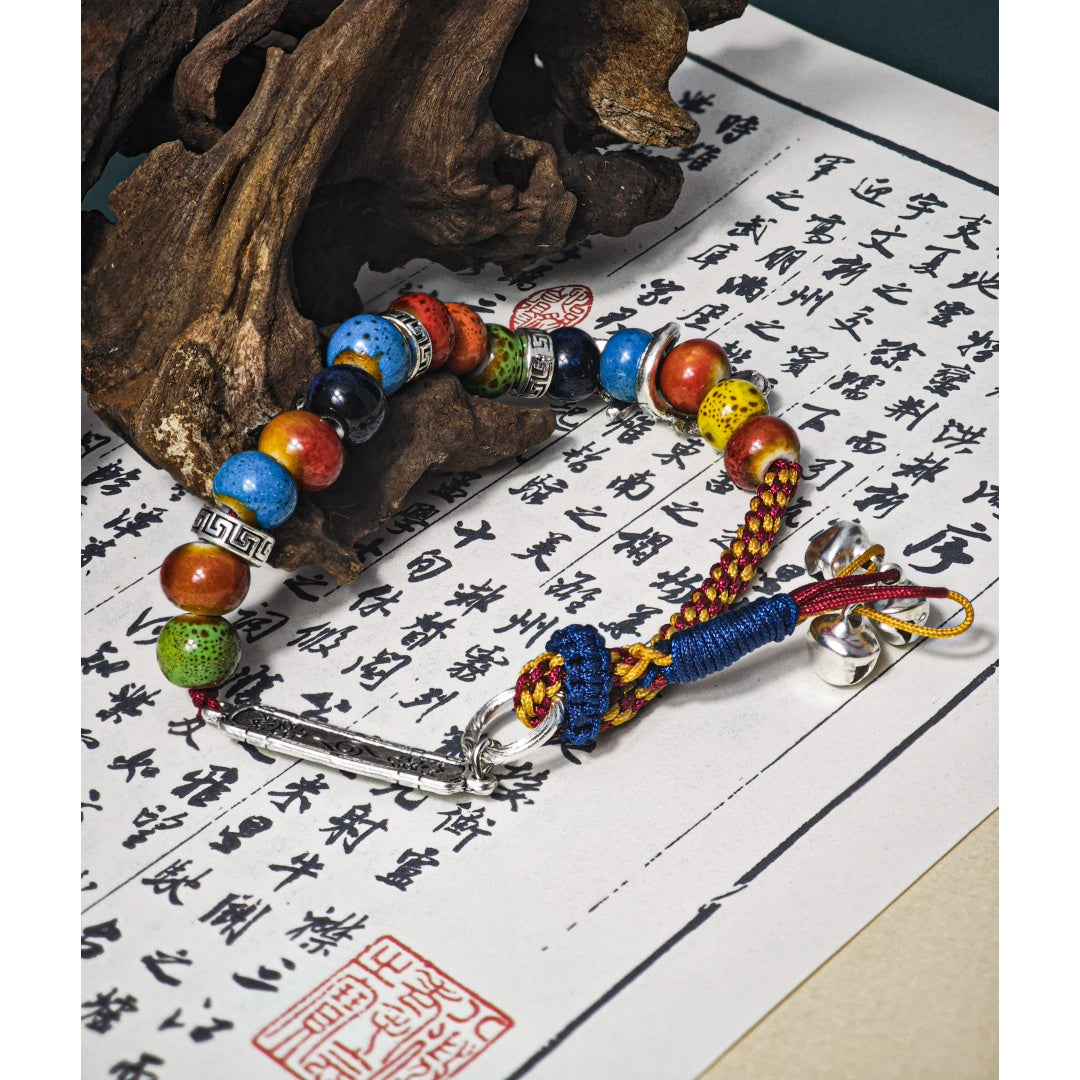 Handmade Stone Bracelet with Colorful Beads Adjustable String