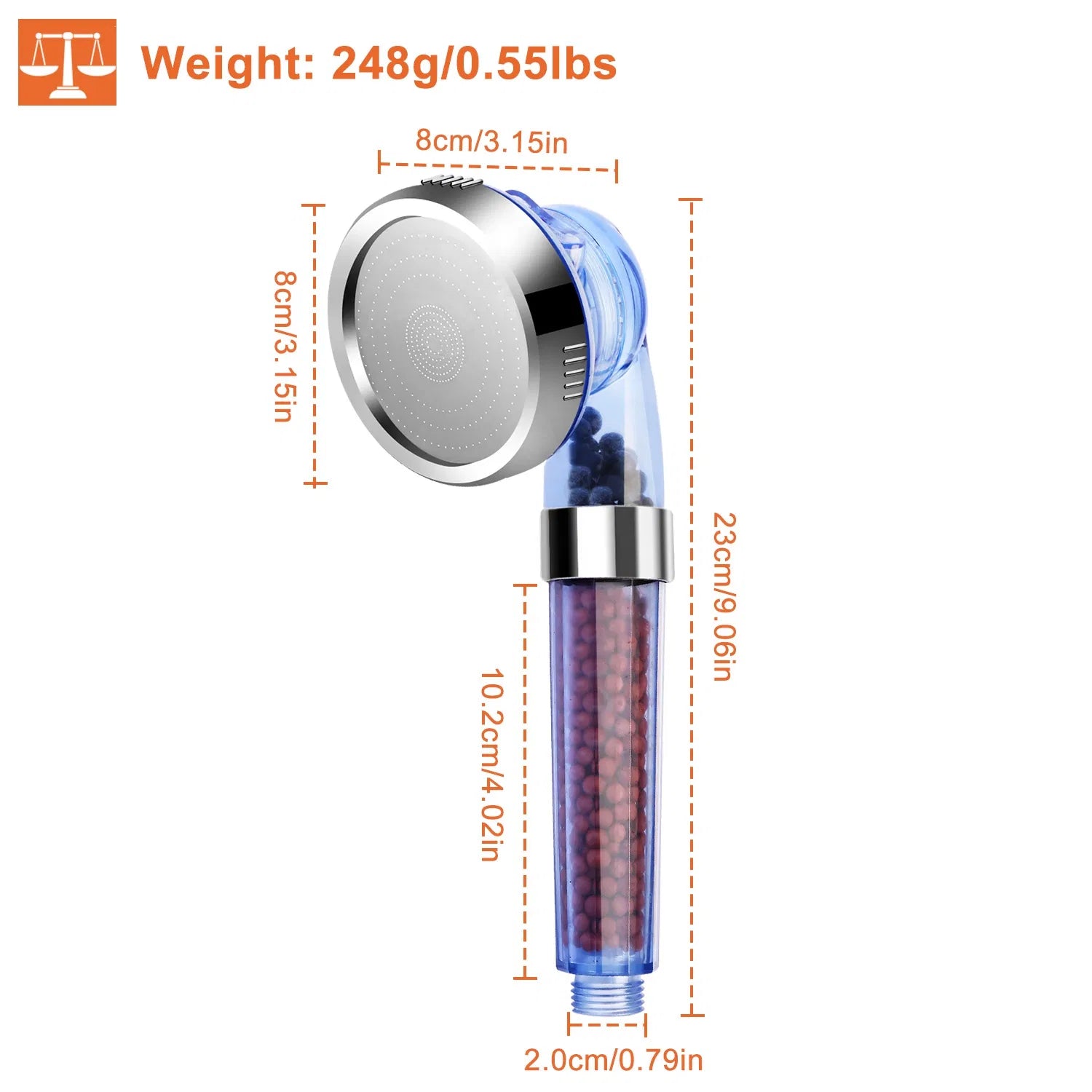 High Pressure Ionic Filter Shower Head 3 Mode Handheld