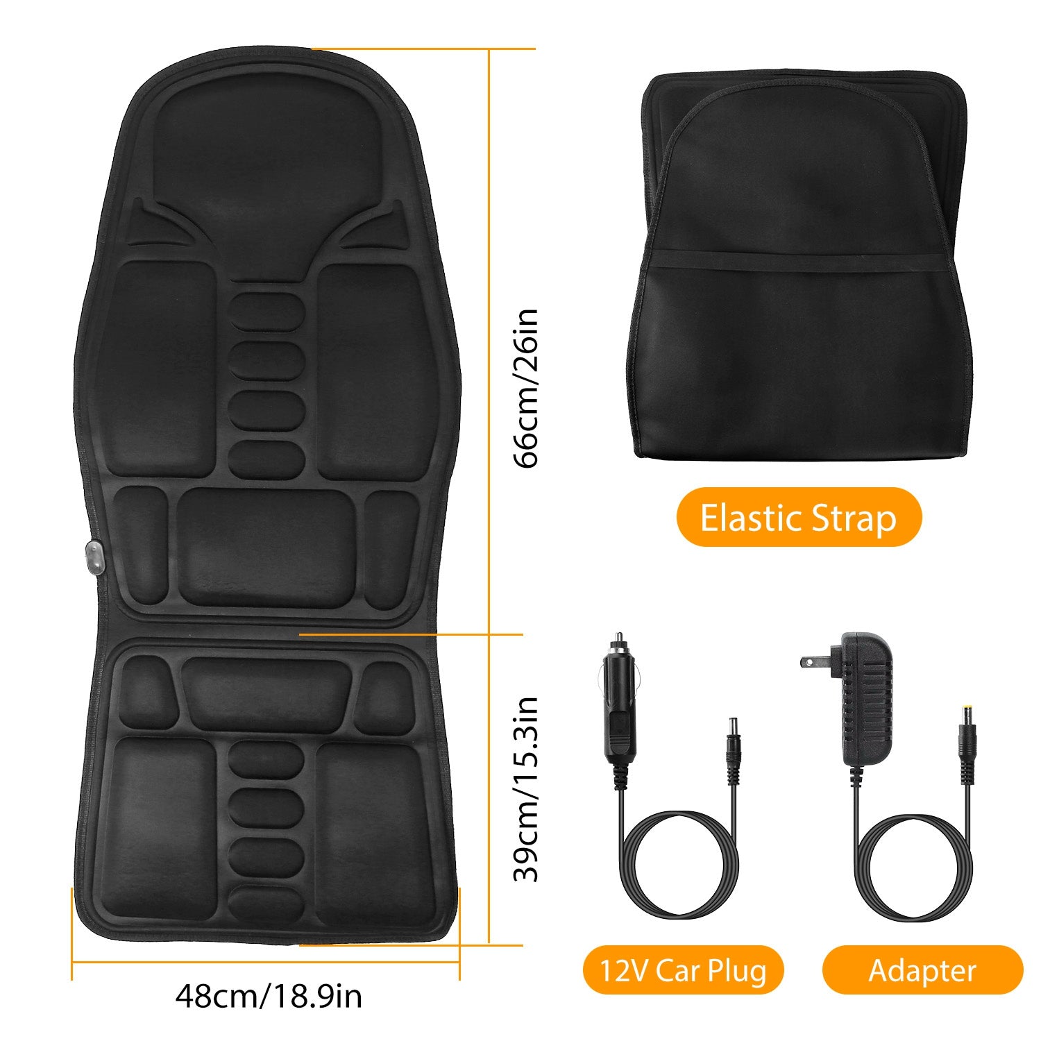 Back Massage Cushion Seat Pad with Heat 8 Modes 3 Intensity Levels