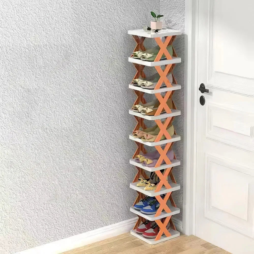 9 Tier Narrow Shoe Rack Vertical Organizer Space Saving Shelf