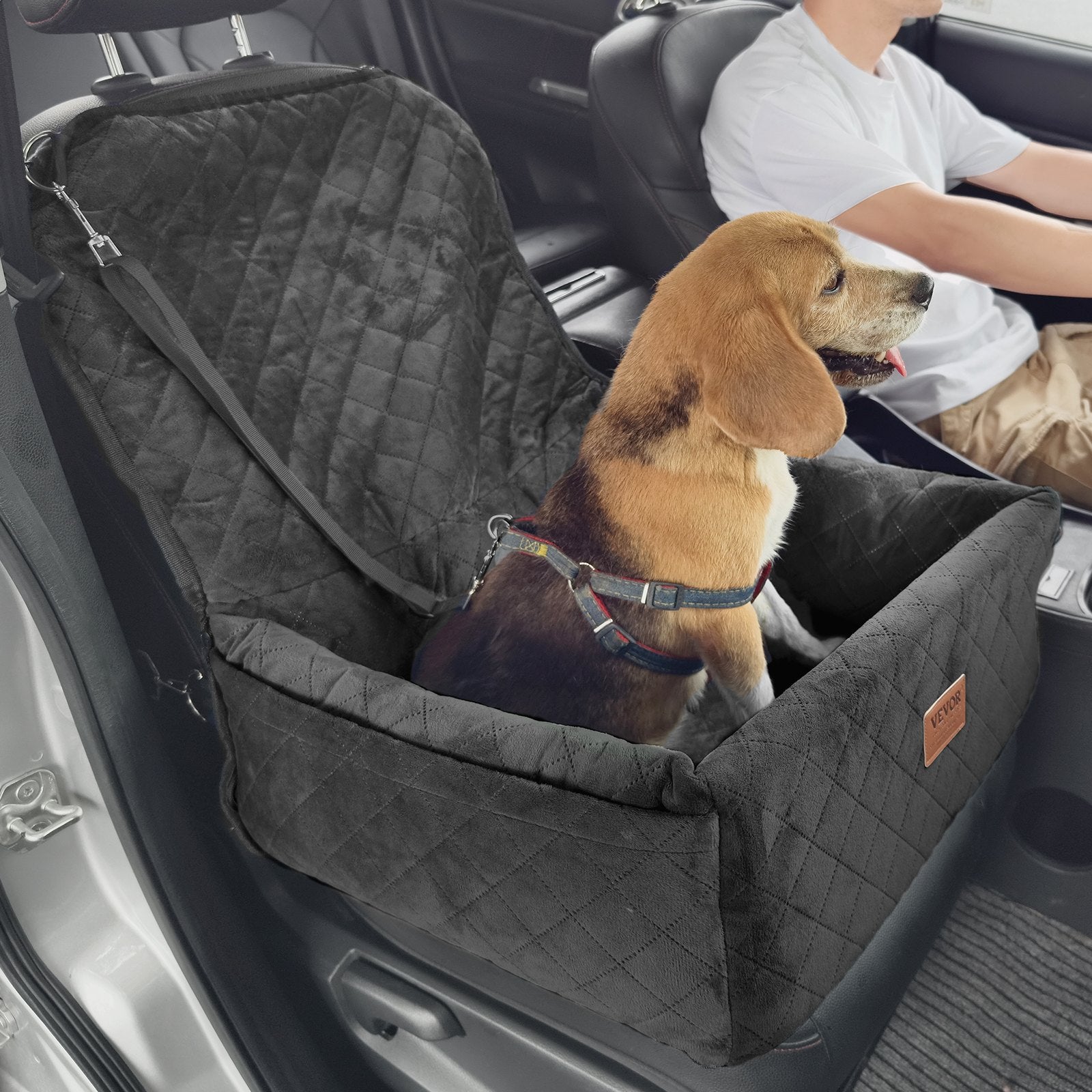 Dog Booster Car Seat for Small & Medium Dogs – Elevated Pet Travel Seat up to 40 lbs