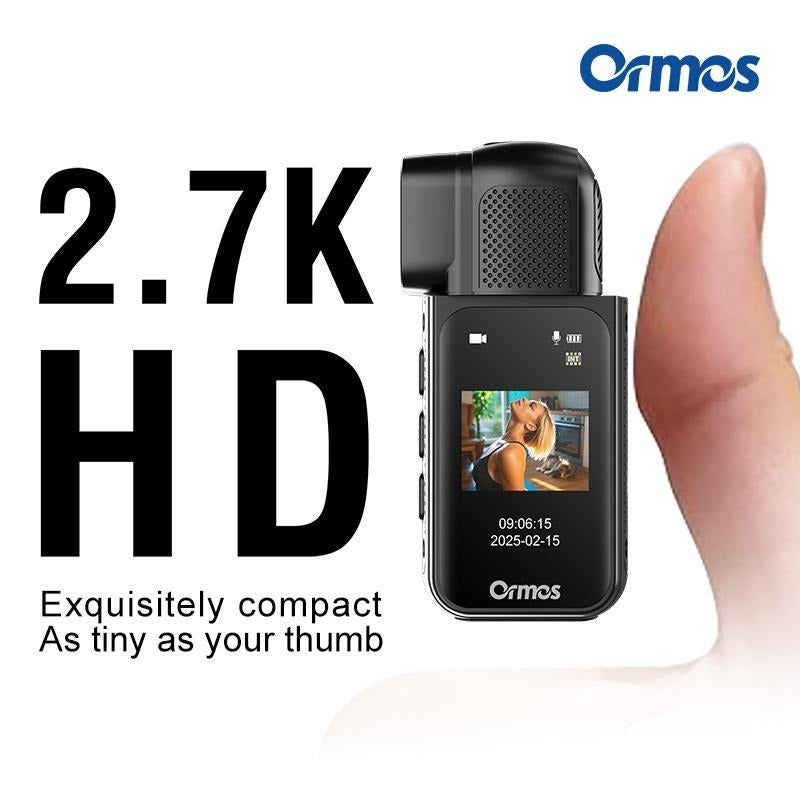 Ormos Mini Action Camera 2.7K WiFi Magnetic 180° Rotating Lens
