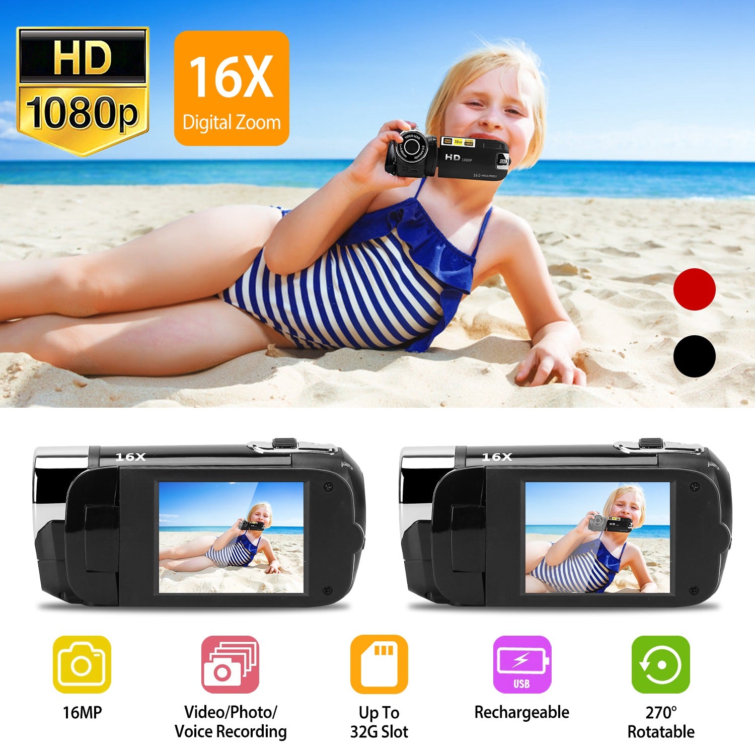 HD 1080P Digital Video Camcorder Zoom with Fill Light