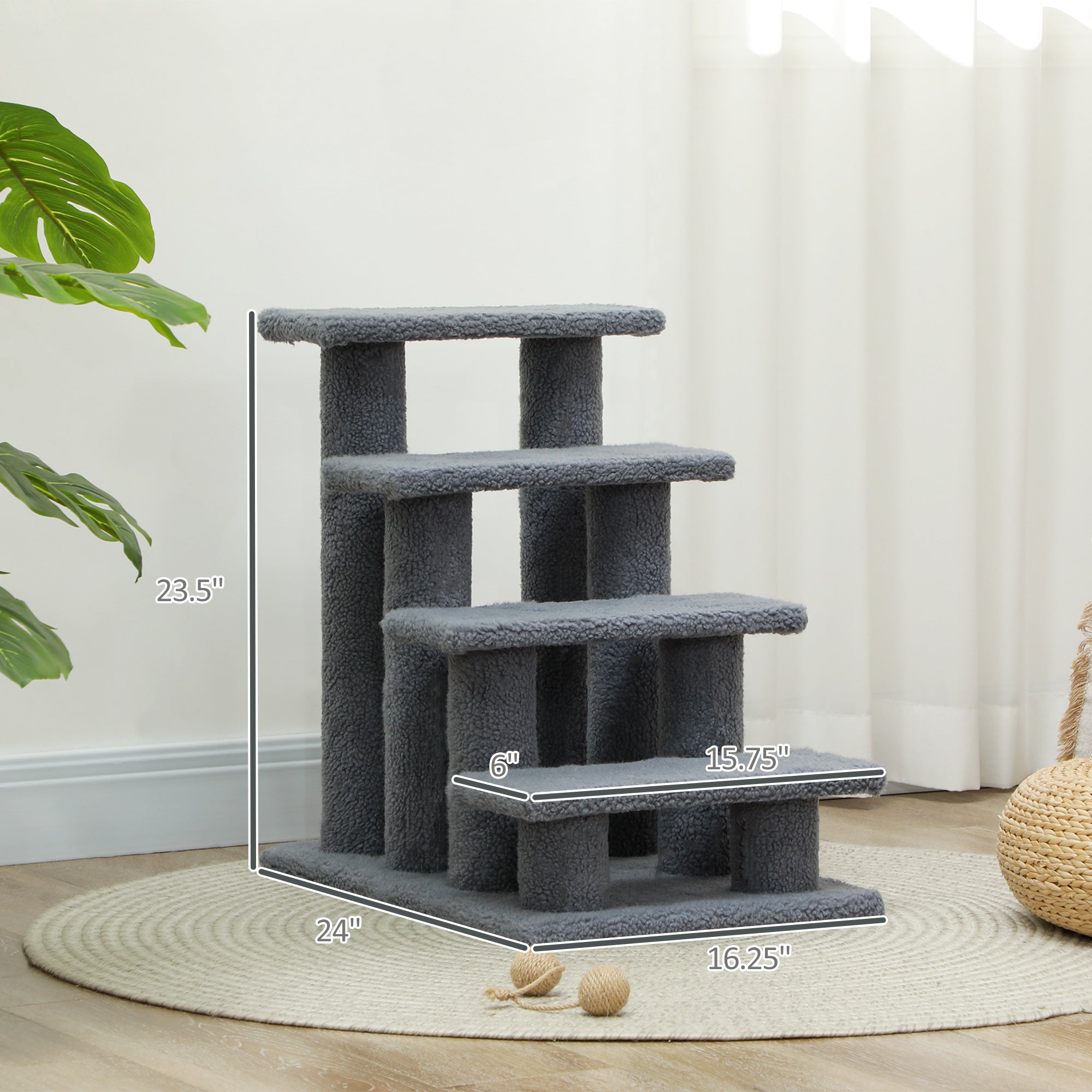25-Inch 4-Step Cat Scratching Stairs – Multi-Level Carpeted Cat Climber for Indoor Cats