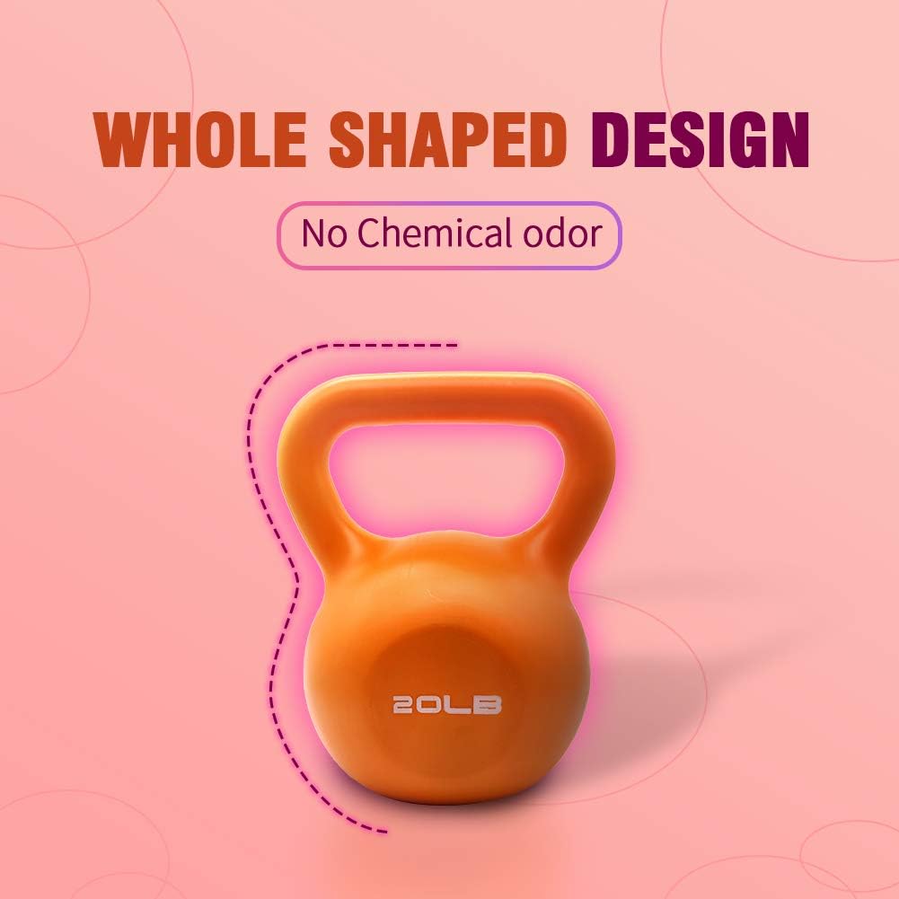 20lbs Kettlebell Weight Set Vinyl Coated for Women with Comfortable Wide Handle