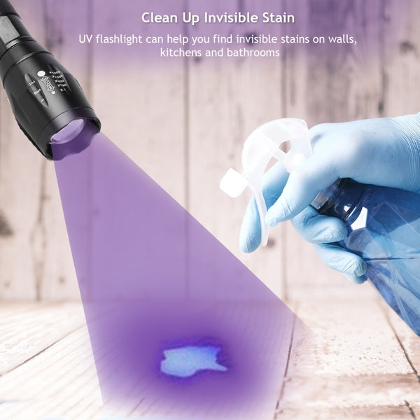 2 in 1 UV Flashlight LED Inspection Torch Adjustable Focus 2 Pack