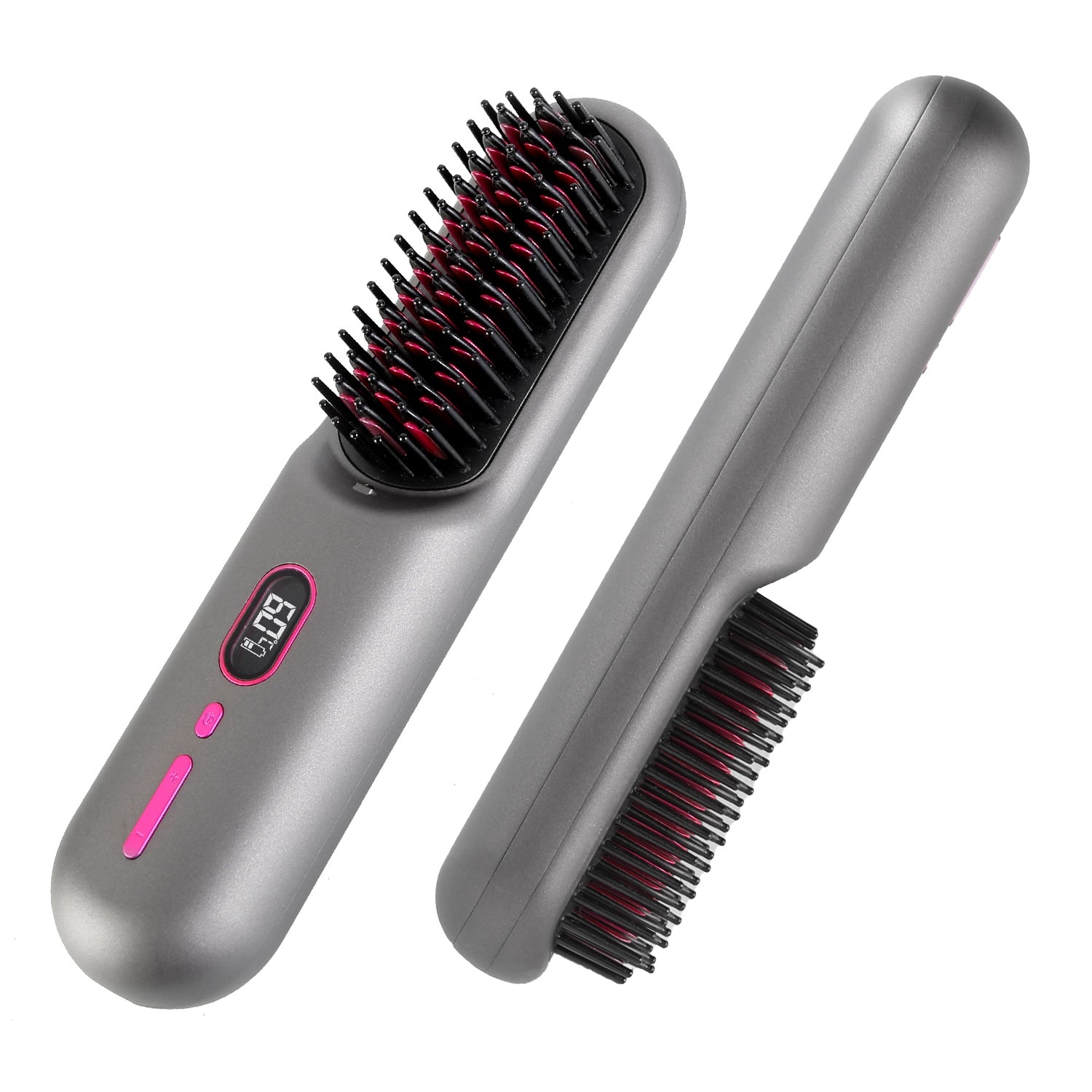Cordless Negative Ion Hair Straightener Brush Mini LCD Styling Comb