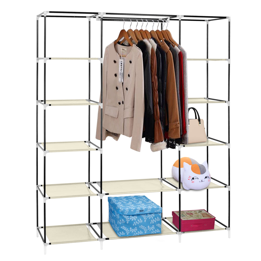 Large Fabric Wardrobe Closet 12 Shelves with Hanging Storage