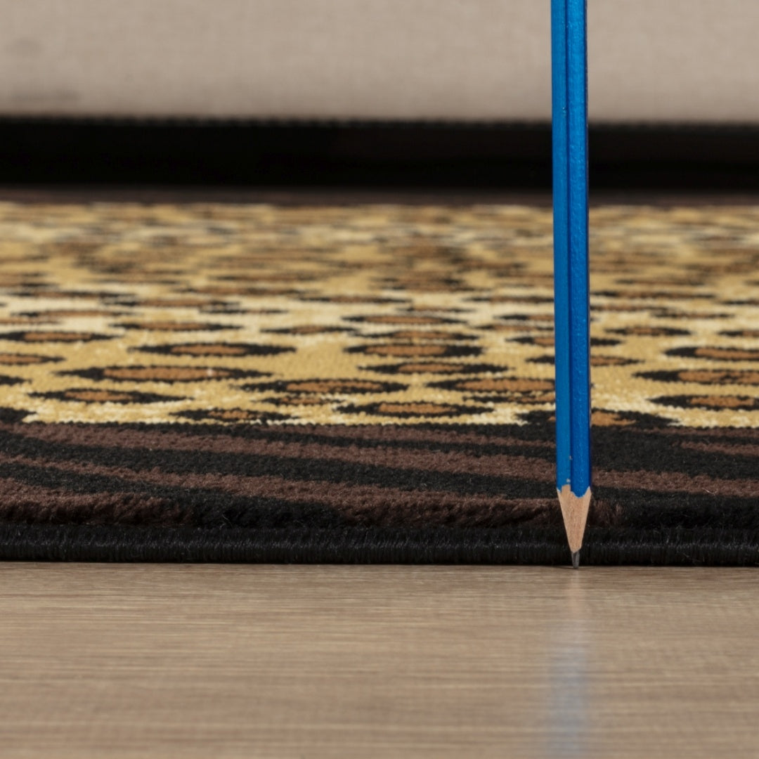 Animal Print Area Rug 2x3 Black Polypropylene Accent Rug