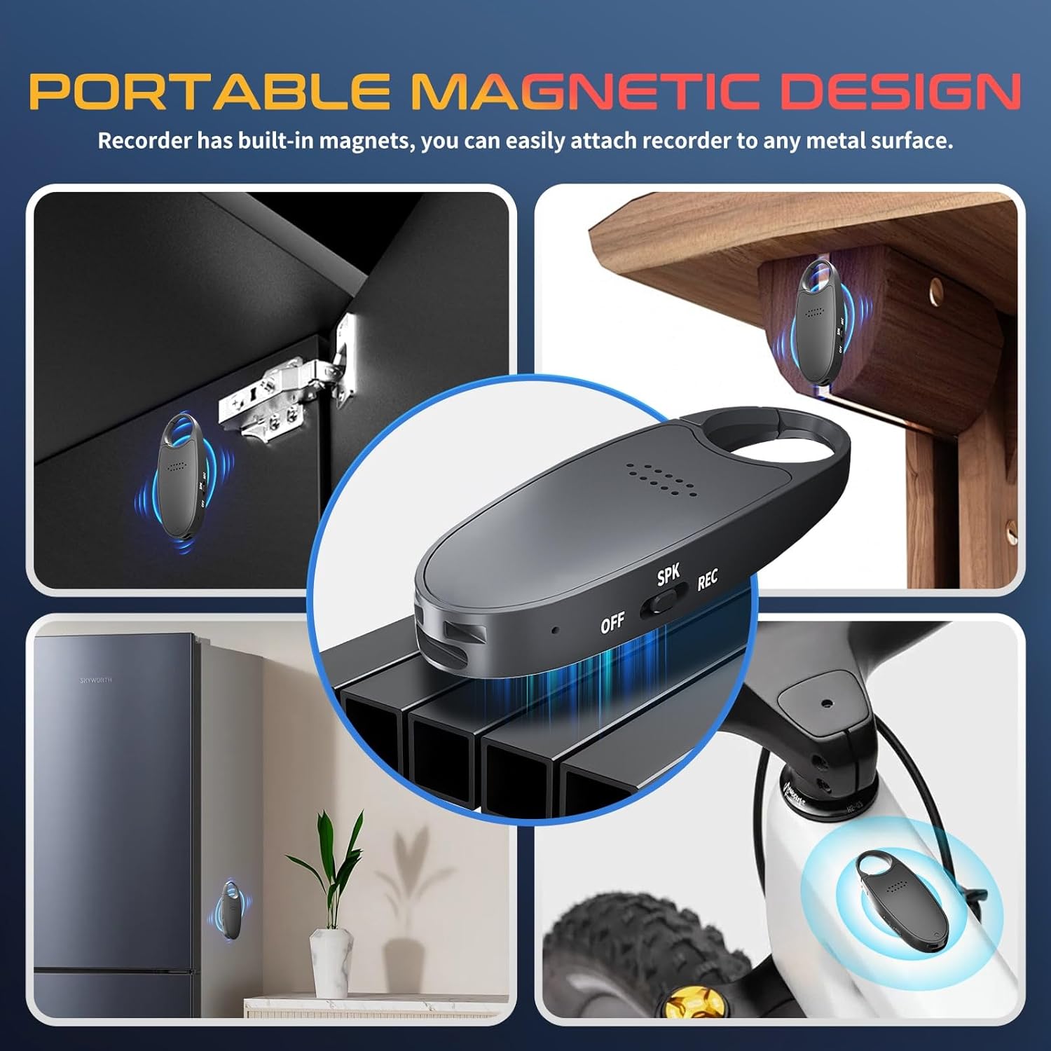 Digital Voice Activated Recorder Mini Magnetic Keychain with Playback Noise Cancelling