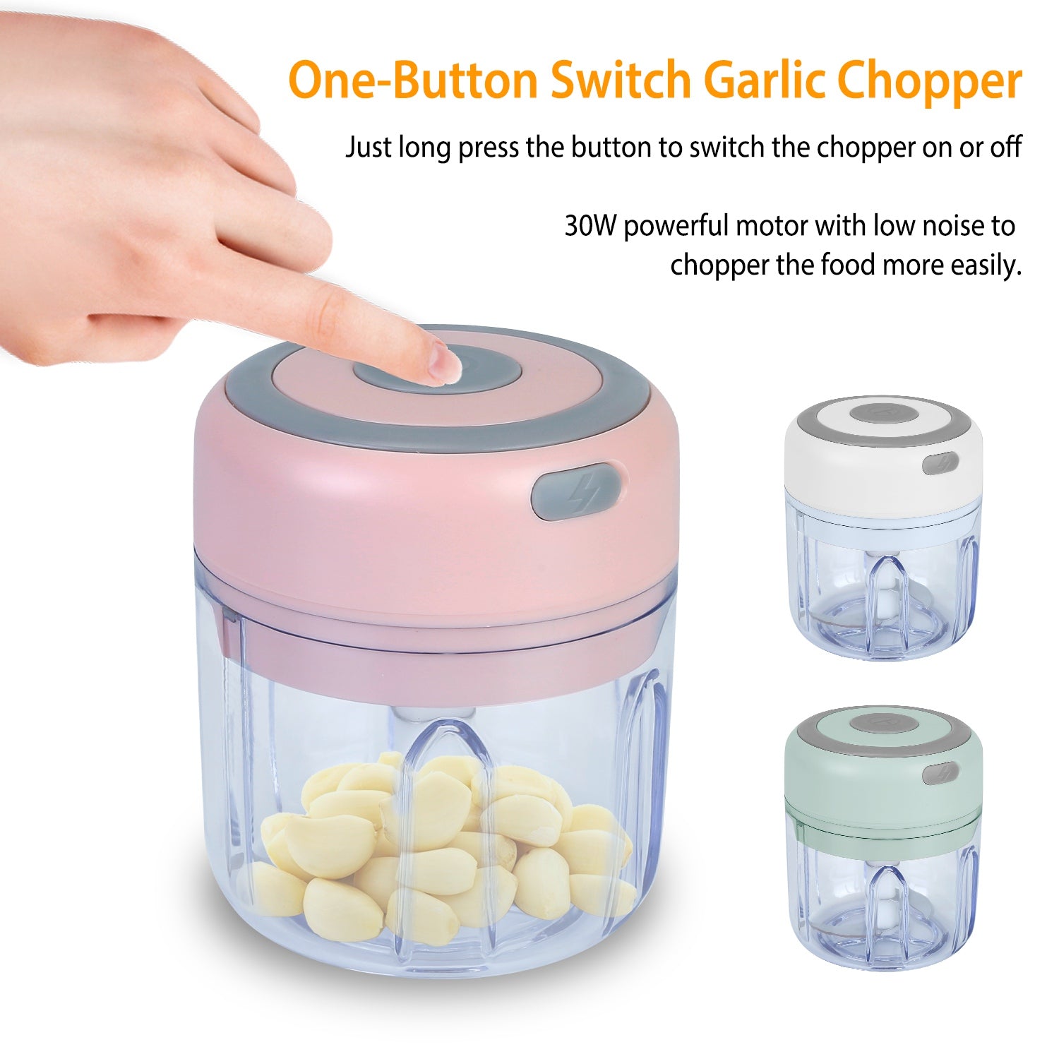 Powerful Mini Electric Garlic Chopper Cordless Rechargeable Food Processor