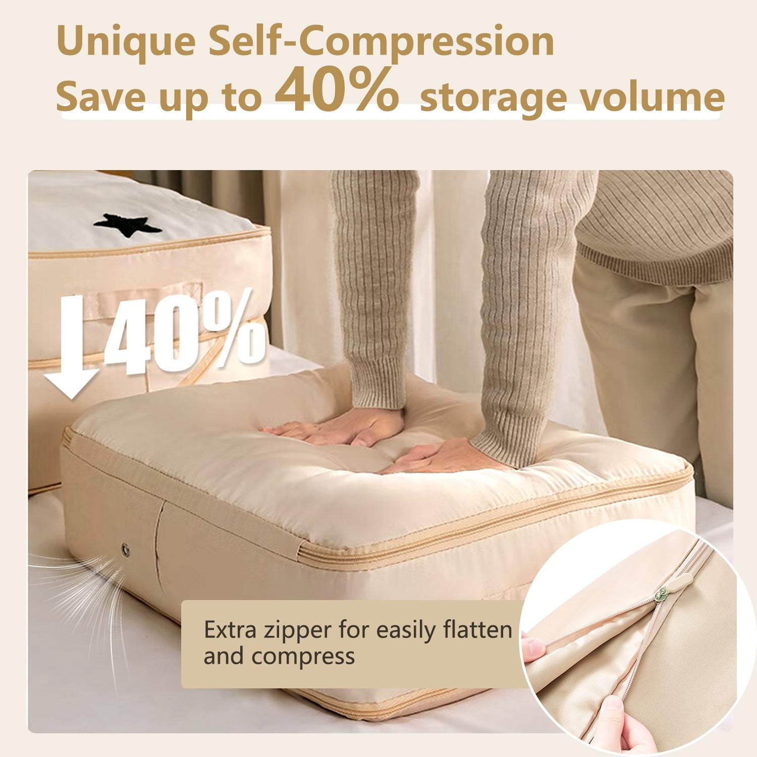 Foldable Compression Storage Bag For Bedding Clothes Organizer