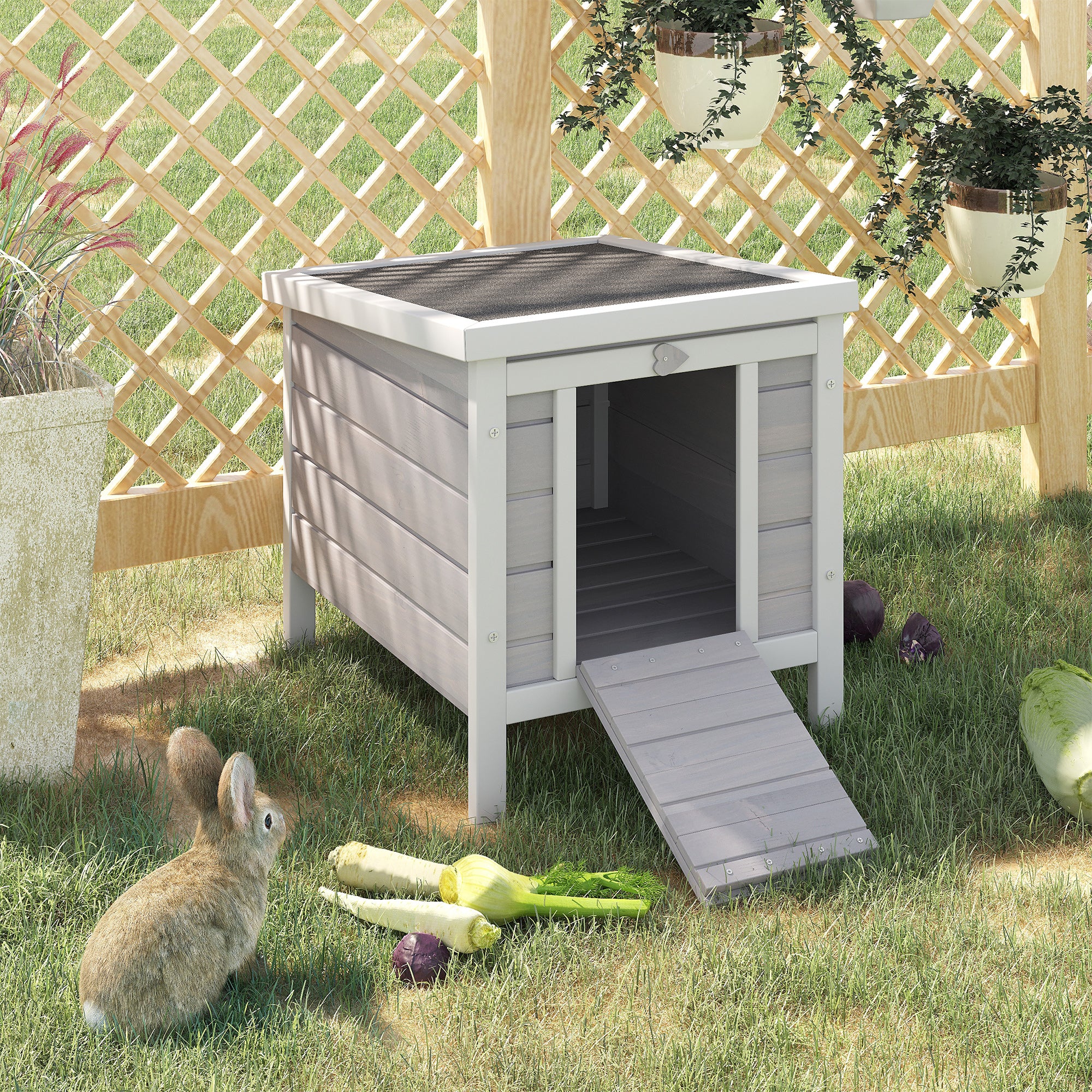 Premium Wooden Rabbit Hutch Cage Waterproof Roof Small Animal