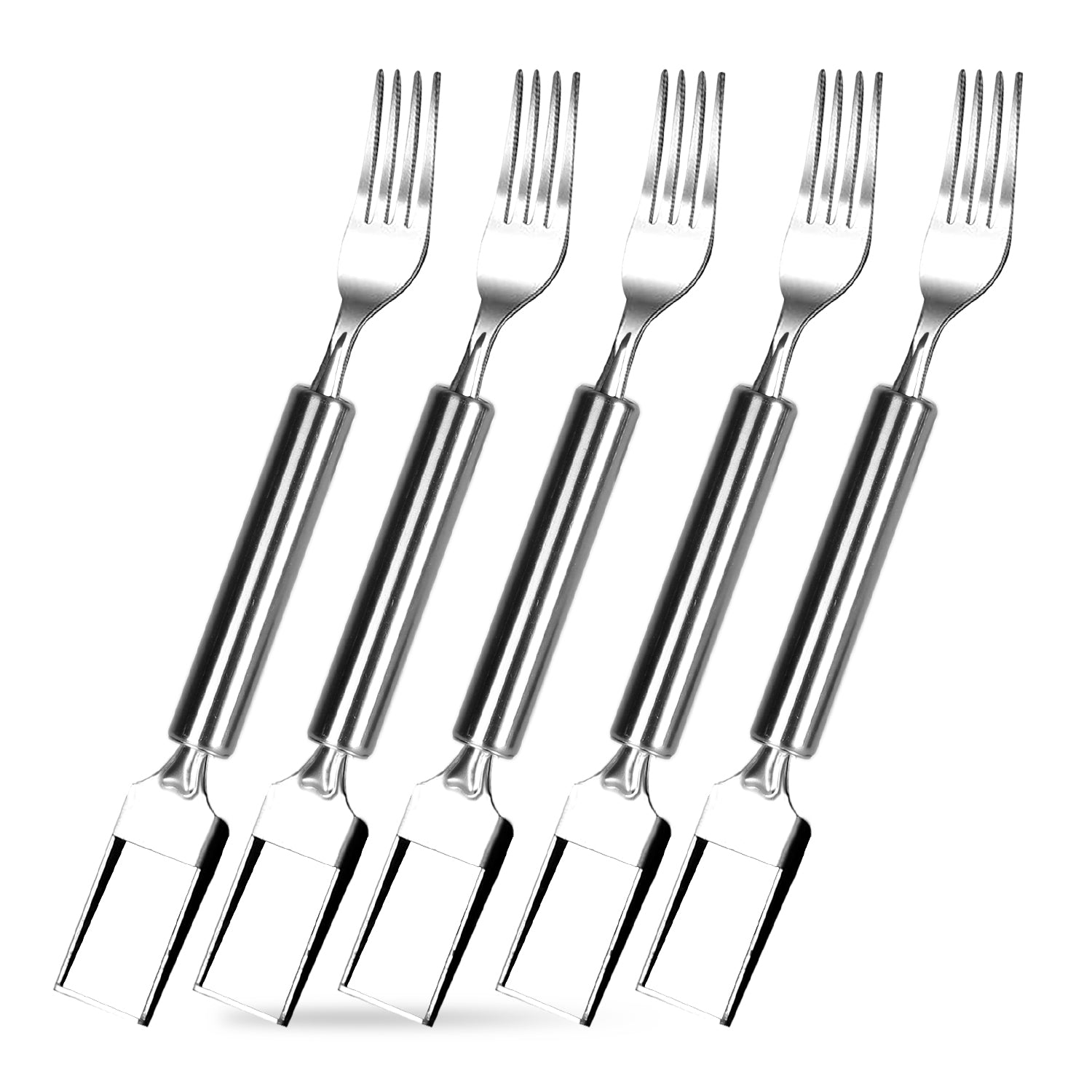 5Pcs 2-in-1 Watermelon Cutter Fork Stainless Steel Fruit Slicer