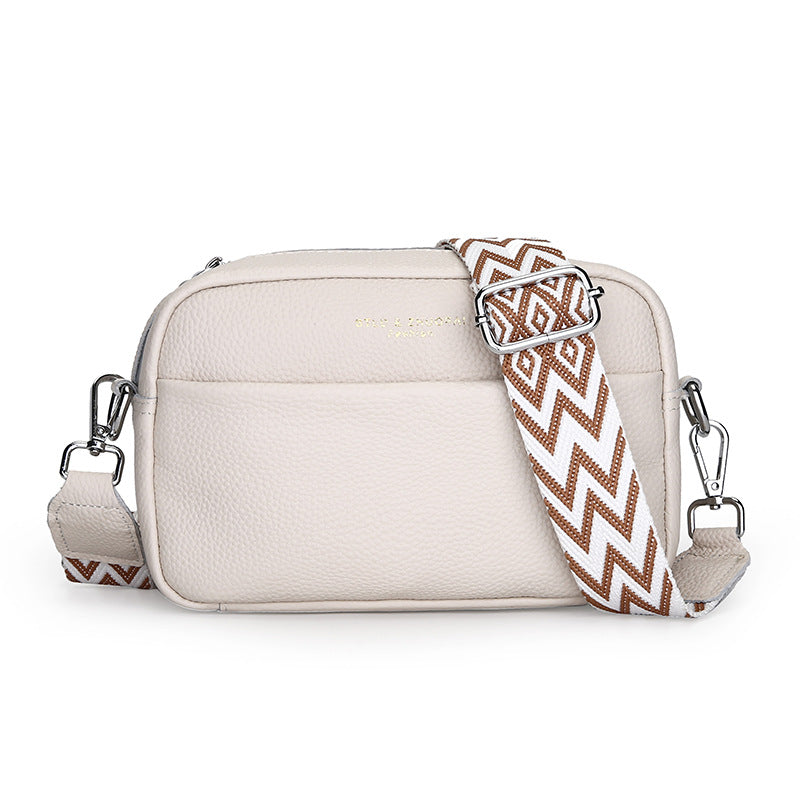 Top Layer Cowhide Small Square Bag Fashion Simple Shoulder Messenger Bag