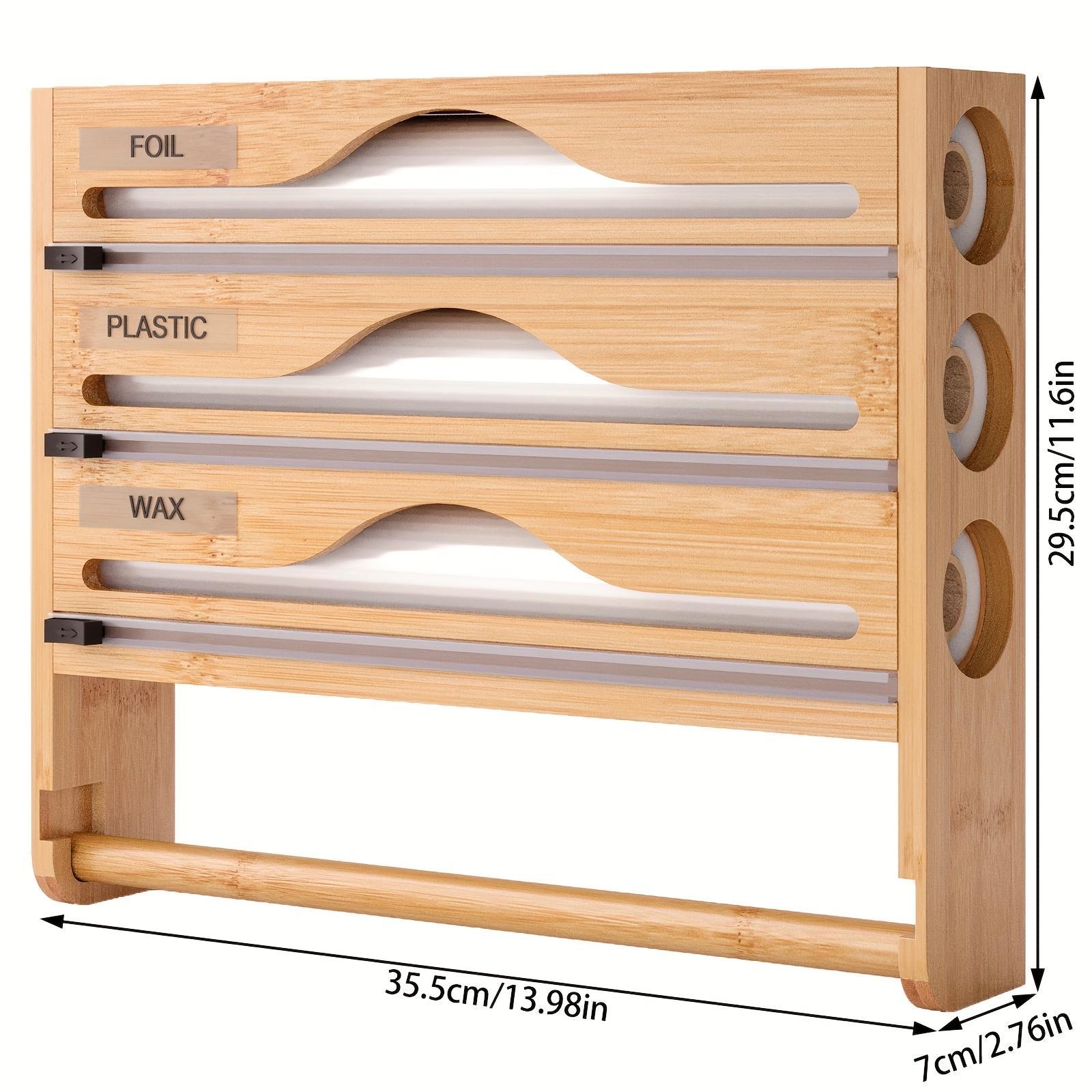 Bamboo Cling Film Cutter with Tissue Holder