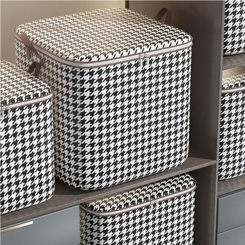 3pcs 100L Foldable Storage Bags Houndstooth Travel Organizer Set