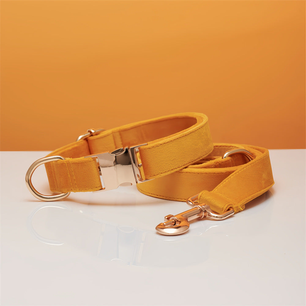Luxury Velvet Dog Collar and Leash Set Personalized Bow Design