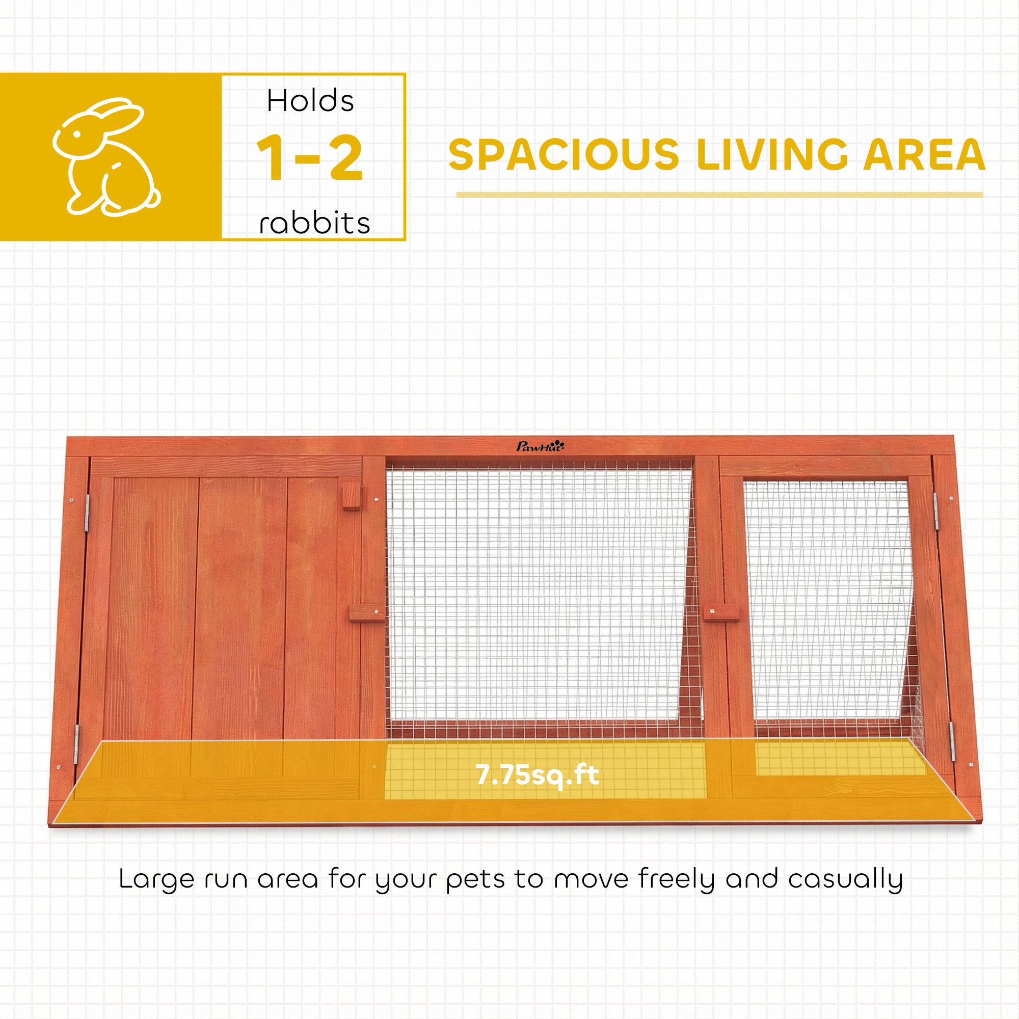 Wooden Rabbit Hutch with Run – Outdoor Bunny & Small Animal House with Doors