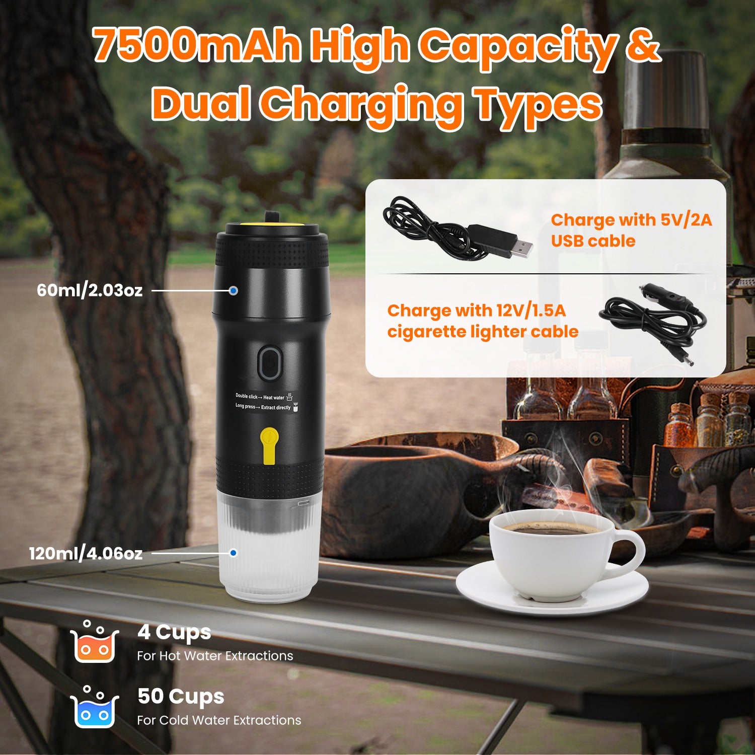 Portable Cordless Espresso Machine for Travel Car Camping Use