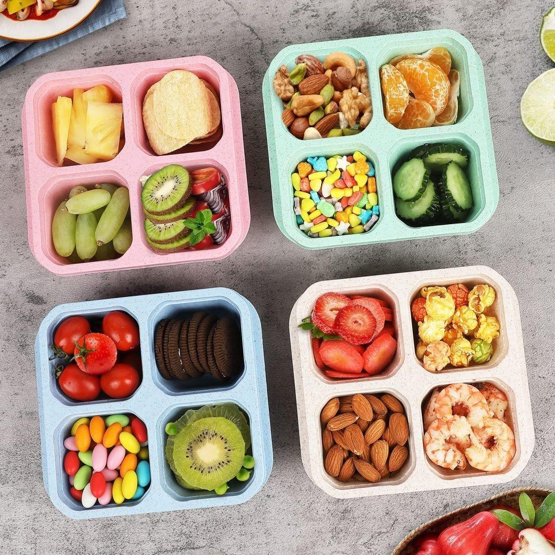Portable 4 Compartment Eco Lunch Box for Daily Use