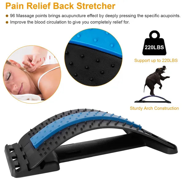 Back Stretching Device Lumbar Support Multi-Level Pain Relief Tool