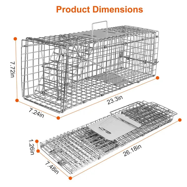 Premium Humane Animal Trap Cage Collapsible Galvanized Wire