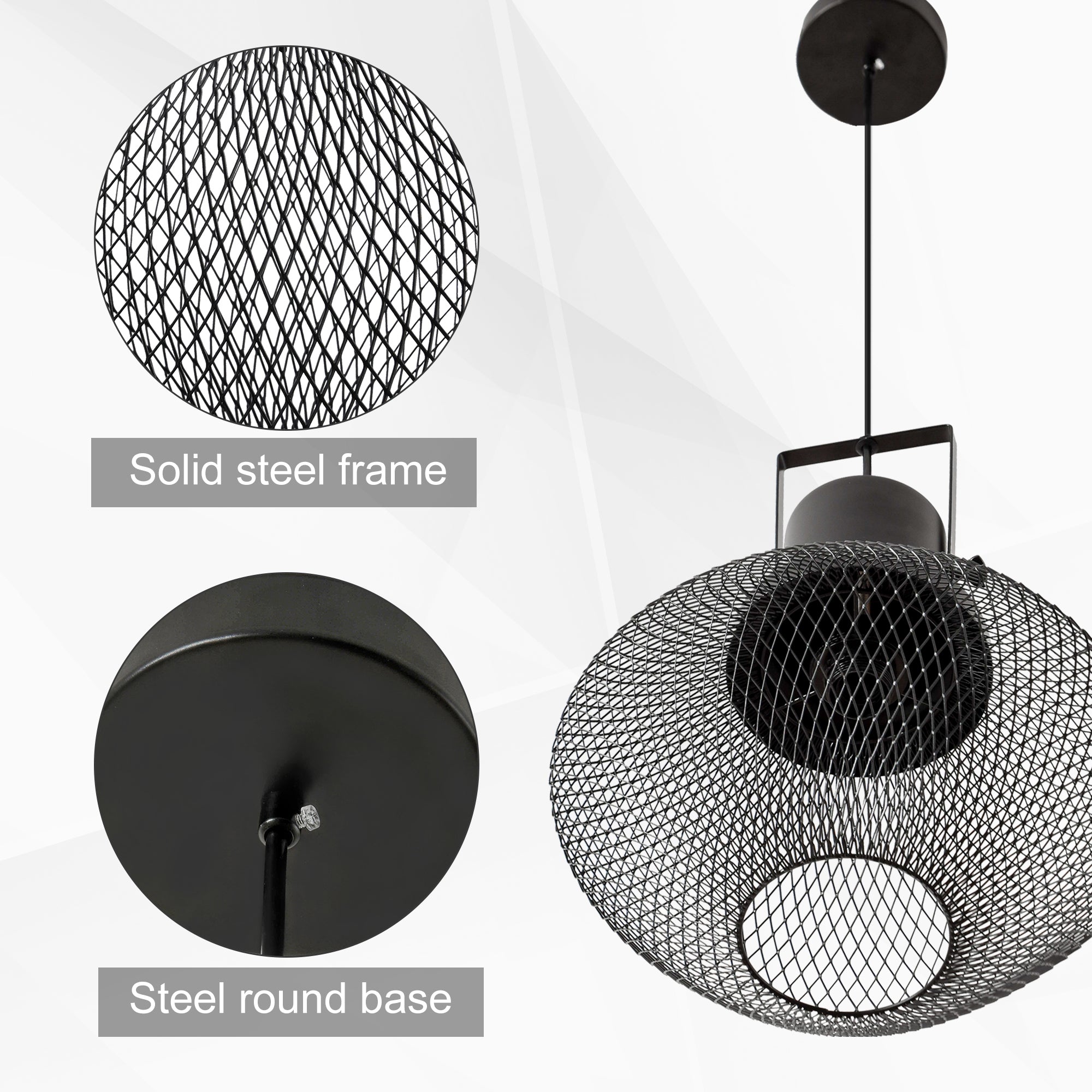Industrial Pendant Light Fixture Adjustable Chain Black Steel Ceiling Lamp