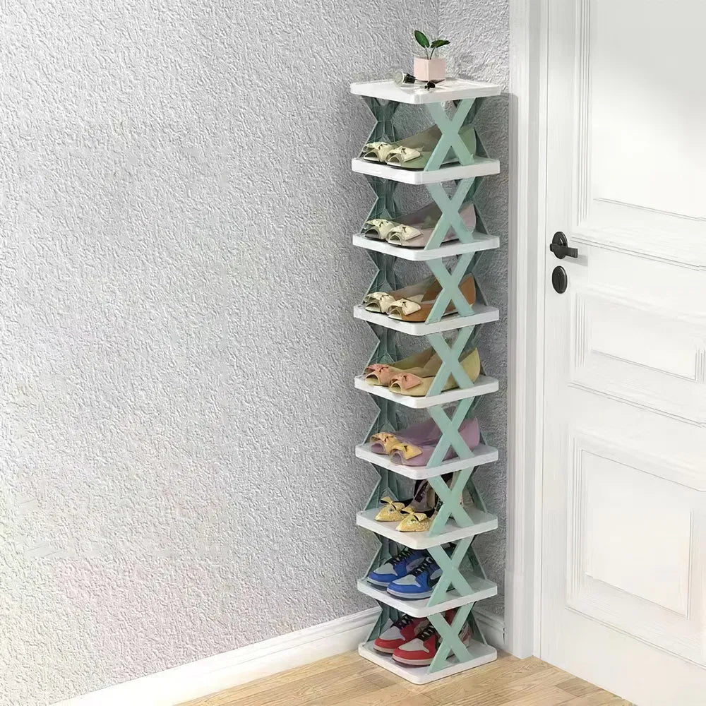 9 Tier Narrow Shoe Rack Vertical Organizer Space Saving Shelf
