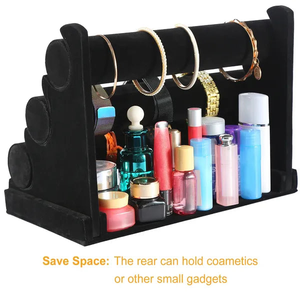 3-Tier Velvet Jewelry Stand Bracelet Watch Display Organizer Rack