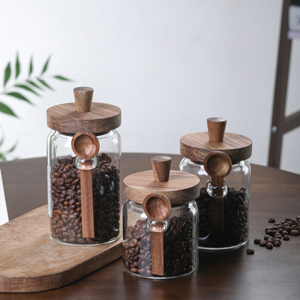 15oz Glass Storage Jar with Spoon Coffee Tea Snack Jar