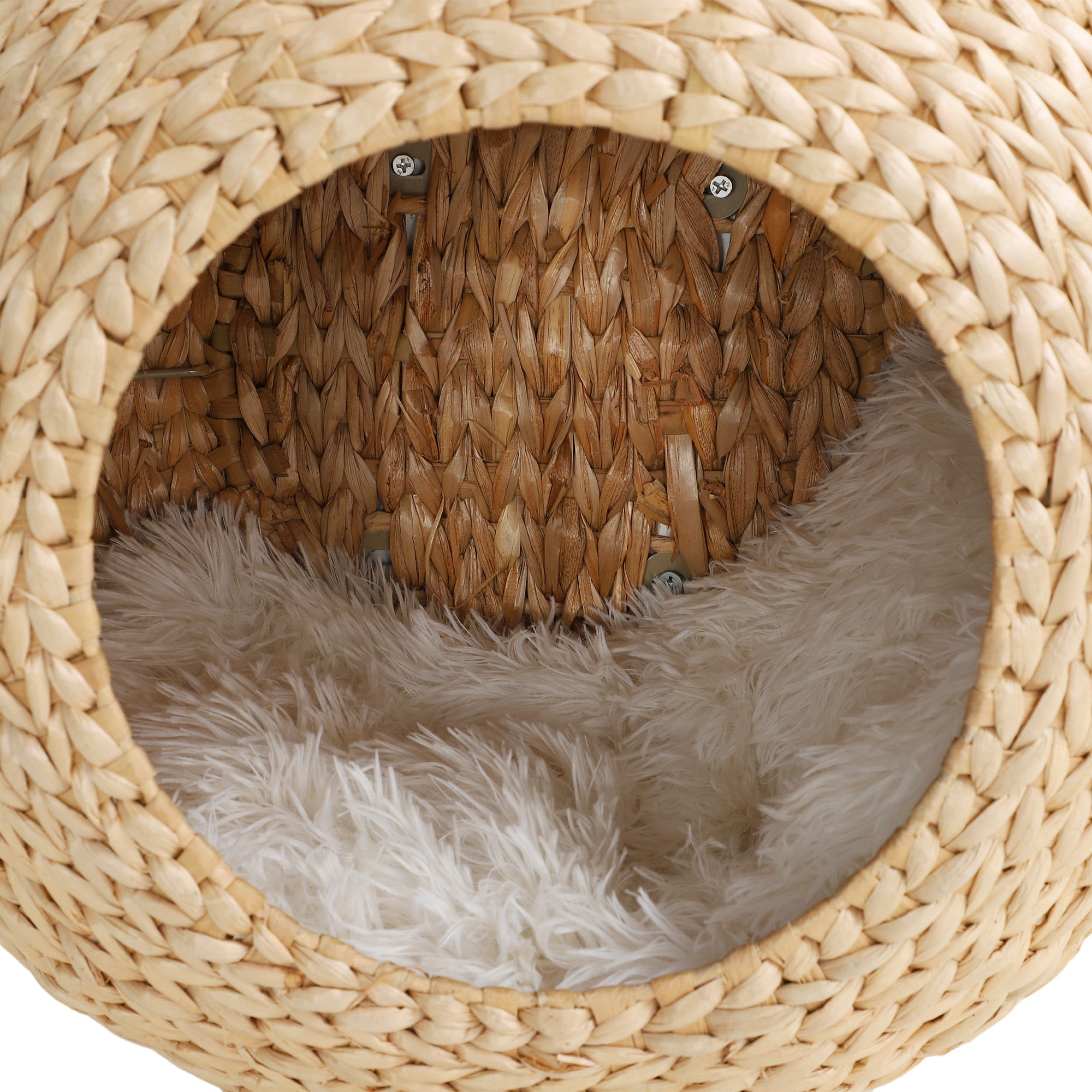 Wall Mounted Cat Condo with Washable Cushion – Natural Wood Floating Cat Bed