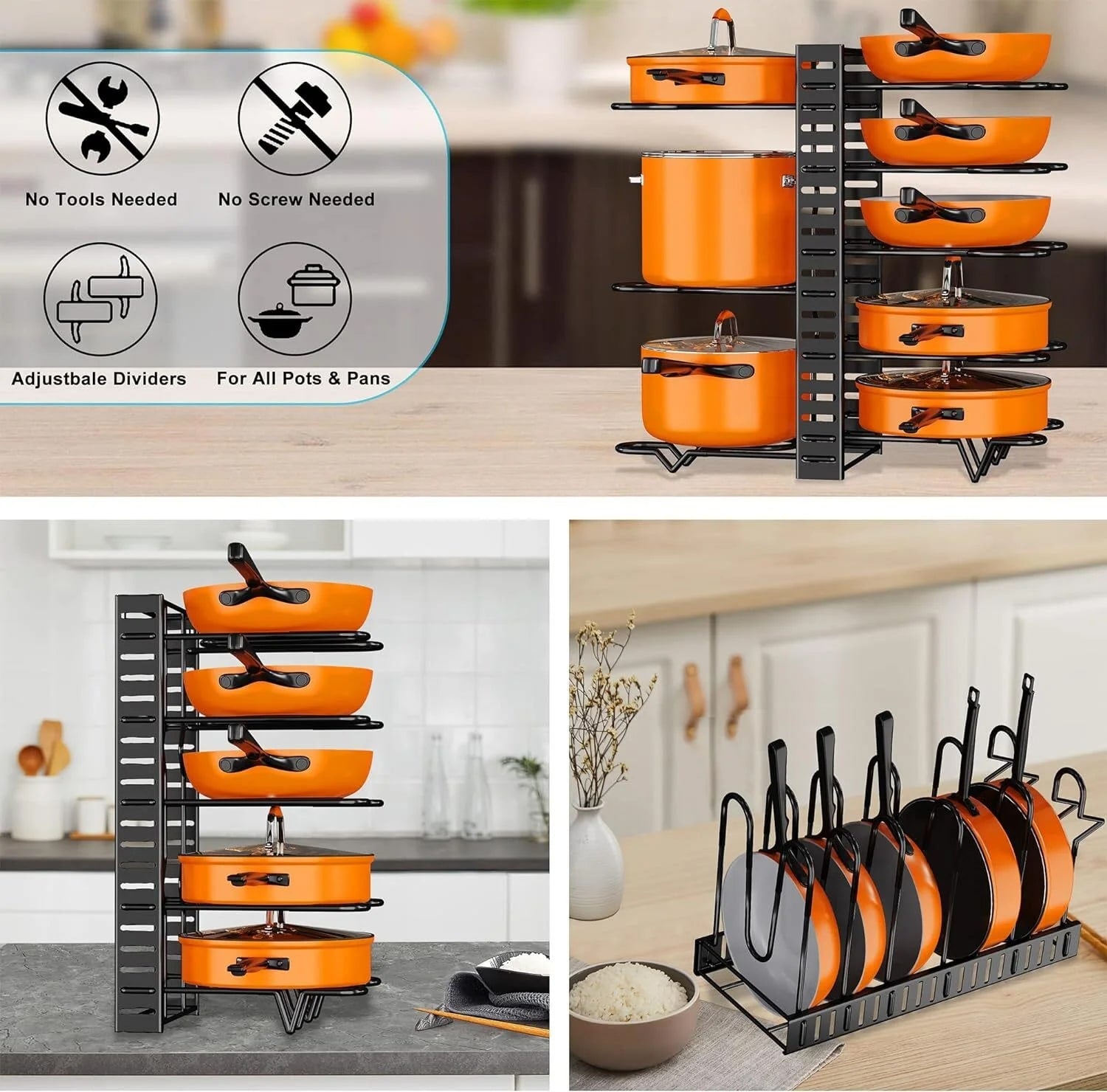 2 Piece Cookware Organizer Rack Set