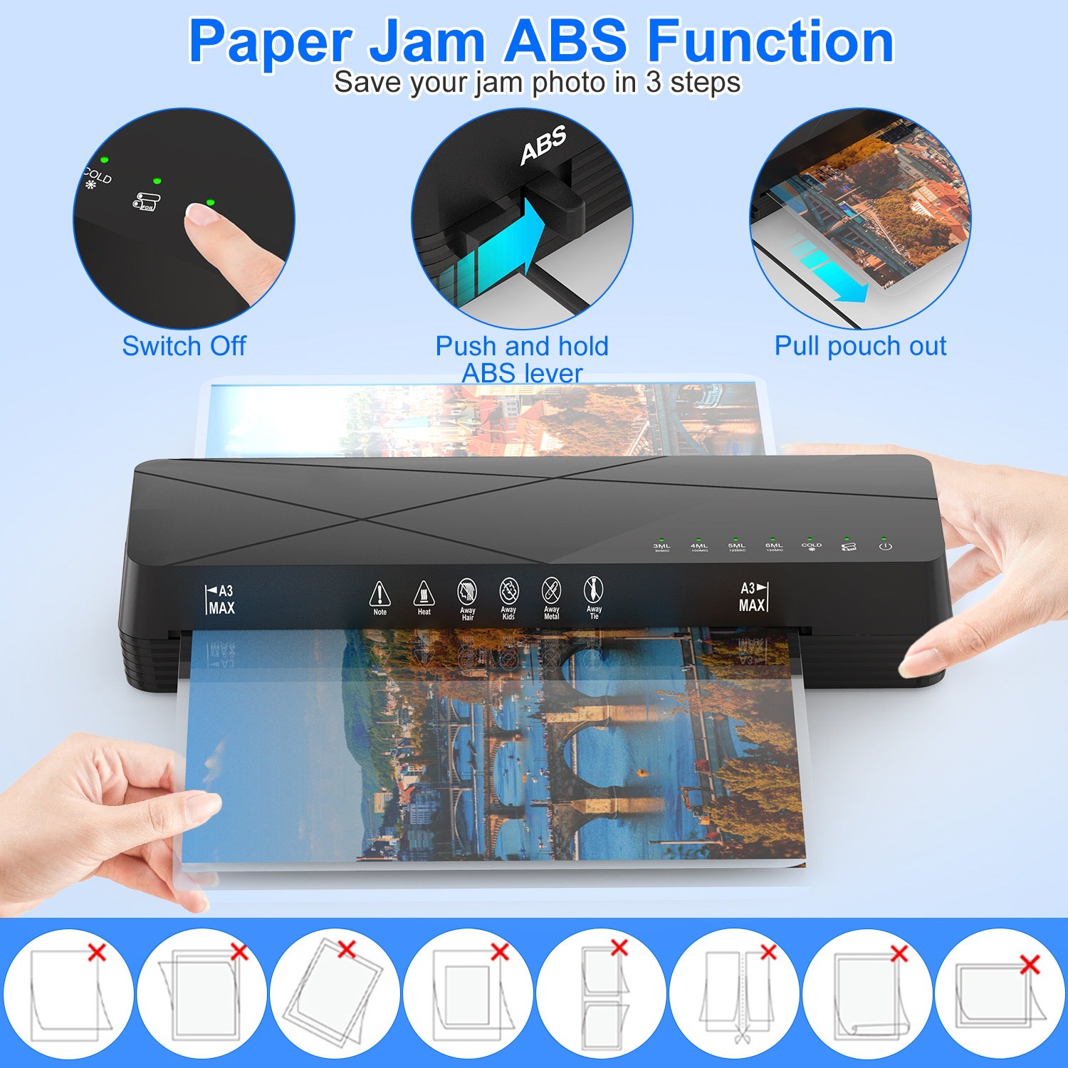 13 Inch Laminator Machine A4 Hot Cold ABS Fast Warm Up
