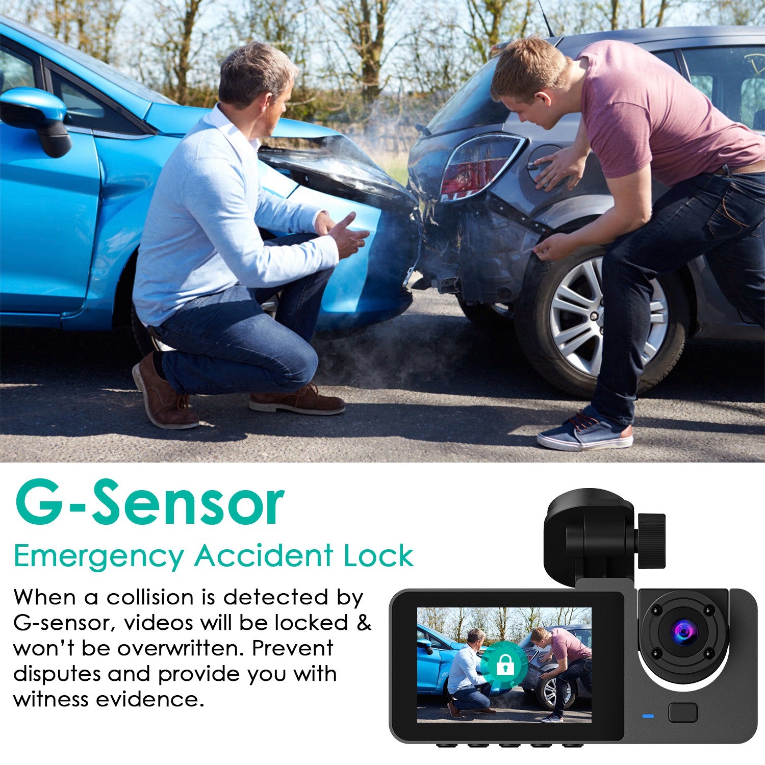 3 Channel Car Camera 1080P Dash Cam with 32GB Card