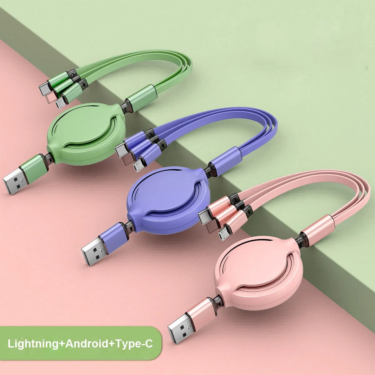 3 in 1 Fast Charging Cable Universal Multi Device Power Cord
