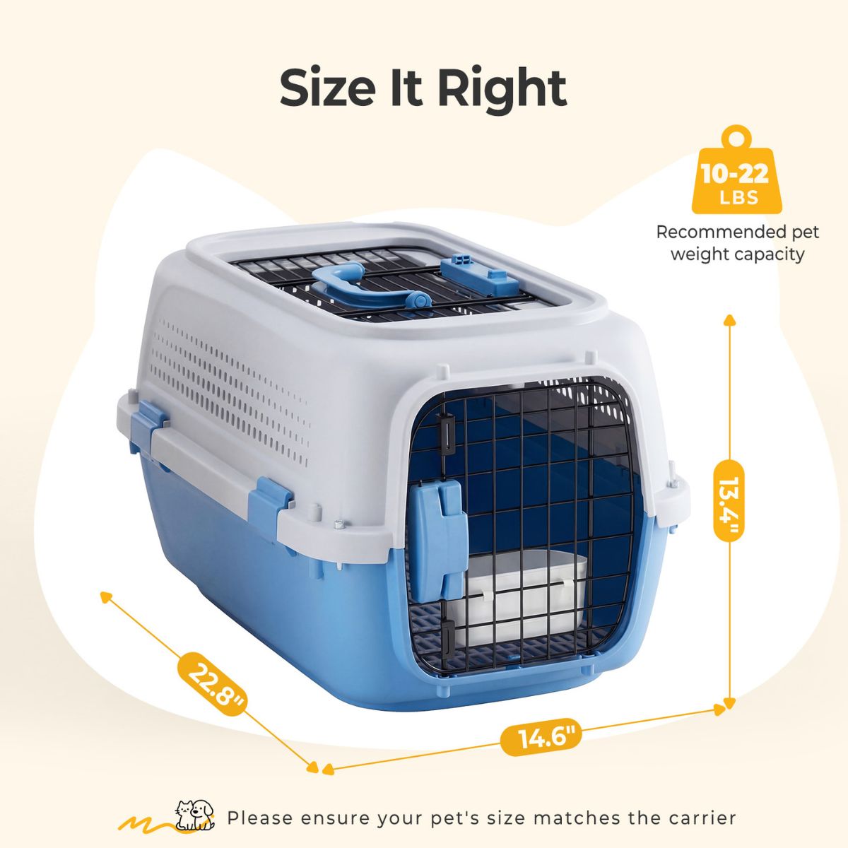 Hard-Sided Pet Carrier for Dogs & Cats – Airline Approved Travel Crate with Ventilation