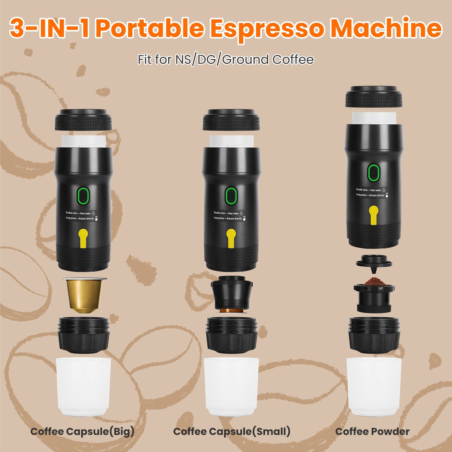 Portable Cordless Espresso Machine for Travel Car Camping Use