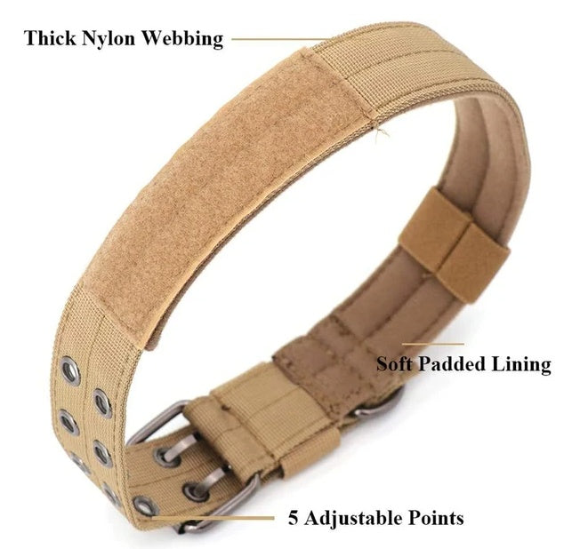 Heavy Duty Tactical Dog Collar Wide Nylon Military Style