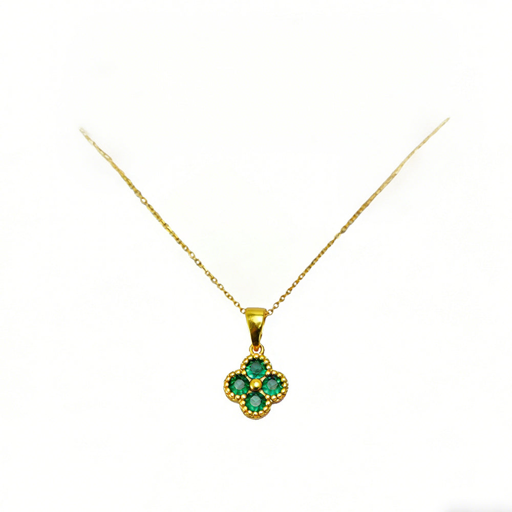 Lucky Four Leaf Clover Necklace 24K Gold Elegant Pendant