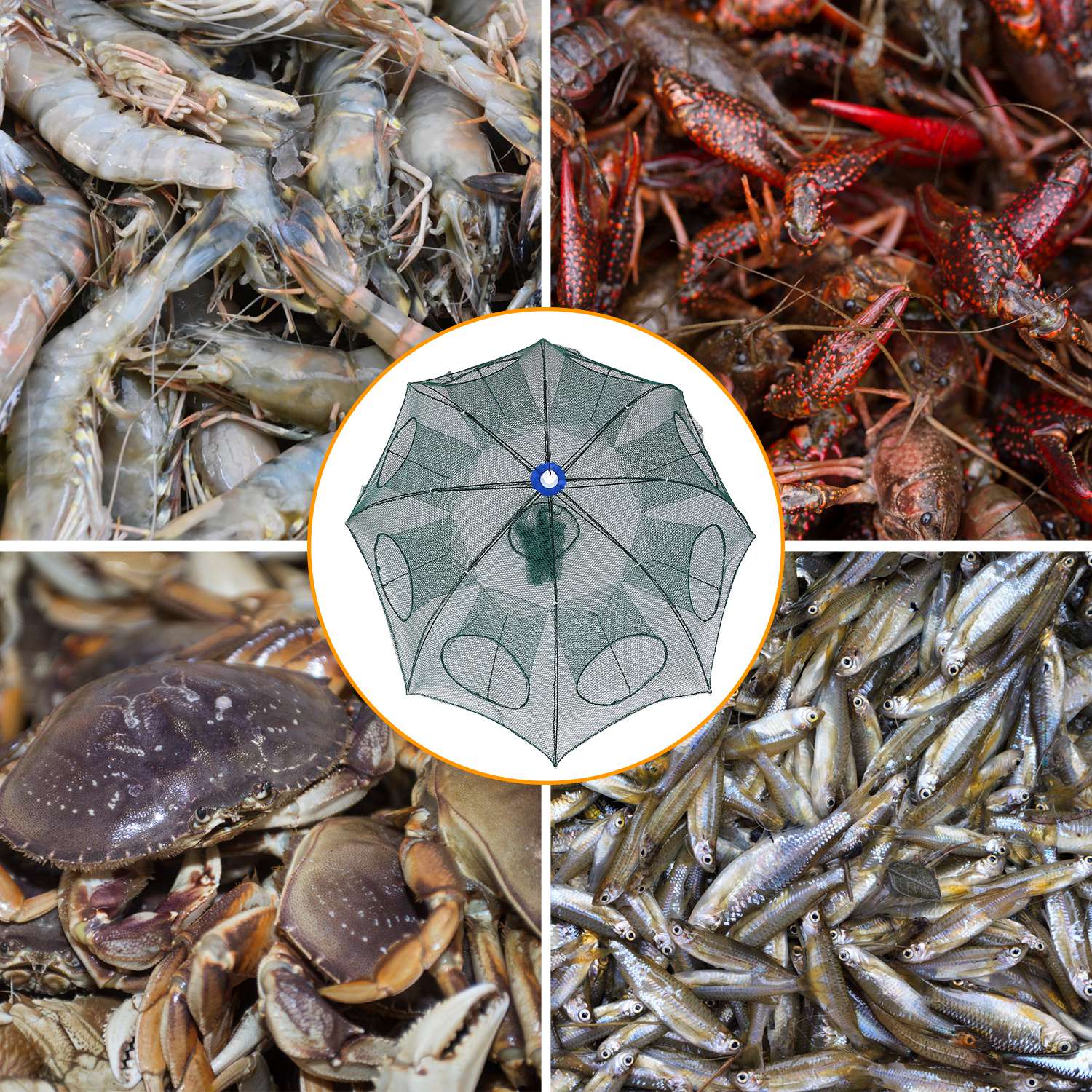 Foldable Automatic Fishing Trap Net for Crab Shrimp Minnow