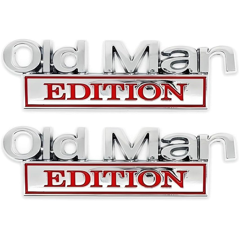 2PCS Old Man Edition 3D Metal Car Emblem Badge