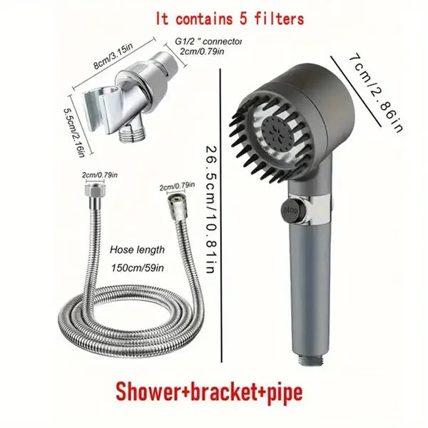 3-Level Adjustable Handheld Shower Head High Pressure Filtered